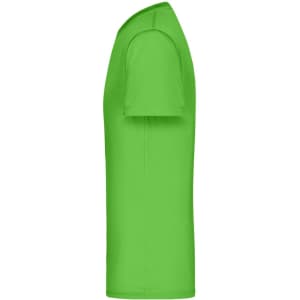 A bright green men's active T-shirt, featuring a simple design and a branding logo.