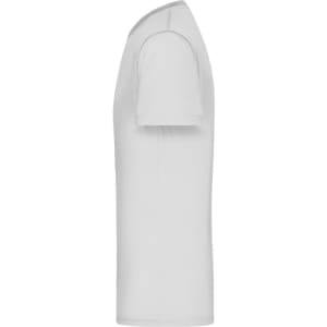 A white men's active t-shirt with short sleeves and a fitted design. The shirt features a logo on the side.