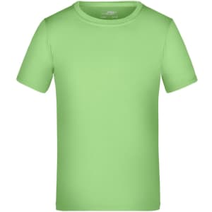 A short-sleeved, bright green T-shirt with a crew neck and no visible branding.
