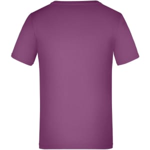 A purple T-shirt with short sleeves, featuring a plain design without any visible logos or text.