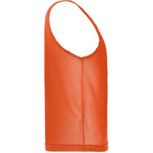 An orange mesh training vest with a sleeveless design. The vest features a rounded neckline and a lightweight fabric.