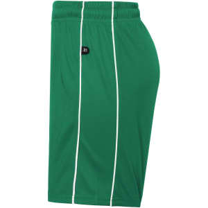 Green sports shorts featuring white side stripes and an attached logo. Designed for junior athletes.