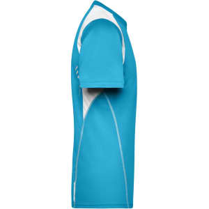 A men's running T-shirt in a bright blue colour, featuring white accents and a logo.