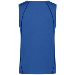 A blue men's sports tank top featuring a simple design with contrasting seams and a logo.