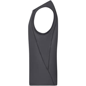 A men's sports tank top in grey, featuring an modern design and a logo. Ideal for active wear.