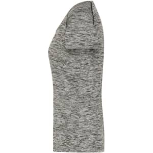 A ladies sports T-shirt in a grey marle pattern, featuring a fitted design and short sleeves.