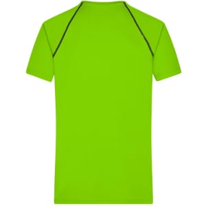 A bright green men's sports T-shirt featuring a simple design and contrasting detailing on the seams.