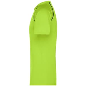 A men's sports T-shirt in bright green with contrast stitching and a fitted design. It features a branding logo.