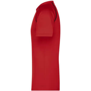 A red men's sports T-shirt with short sleeves and contrasting trim. It features a logo on the front.