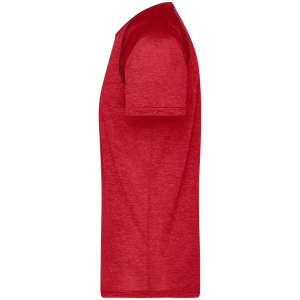 A red men's sports T-shirt with short sleeves and a relaxed fit, featuring a logo on the front.