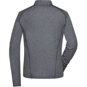 A ladies' sports shirt in grey, featuring a fitted design and a logo on the back.