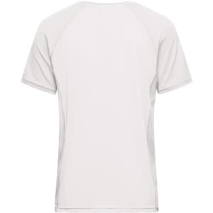A men's sports T-shirt in light grey, featuring a classic crew neck and short sleeves, with a logo on the back.