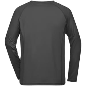 A long-sleeve men's sports shirt in dark grey with a simple design and no visible logos.