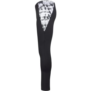Men's sports tights in black with a patterned design on the waistband, featuring a logo.