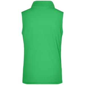 A sleeveless polo shirt in bright green, featuring a collar and a simple design without visible branding.