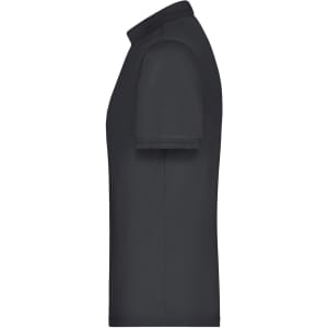 A black men's active polo shirt with a classic collar and short sleeves, featuring a logo on the side.
