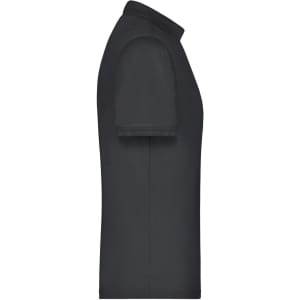 A black men's active polo shirt with a standard collar and short sleeves, featuring a logo.