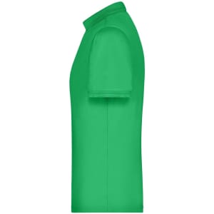 A green men's active polo shirt featuring a classic collar and short sleeves, with a logo on the side.