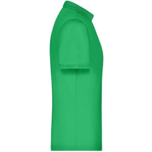 A green men's active polo shirt featuring a collar and short sleeves, with a logo on the chest.