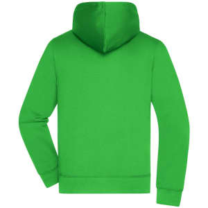 A vibrant green men's hooded jacket with a spacious hood and long sleeves, featuring a solid design.