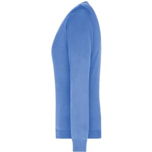 A ladies' v-neck pullover in a light blue colour, featuring long sleeves and a fitted design.