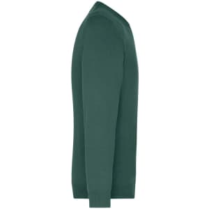 A green men's V-neck pullover jumper, viewed from the side, featuring a fitted design.