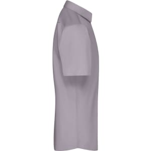 A light purple men's button-up shirt with short sleeves, featuring a collar and no visible branding.