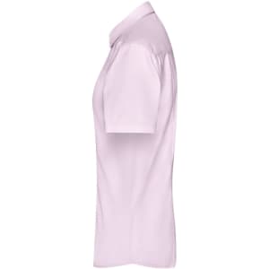 A light pink ladies' button-up shirt in micro-twill fabric, featuring a collar and short sleeves. It has a logo.