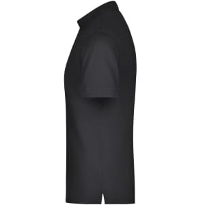 A black men's Pima polo shirt with a classic collar and short sleeves, featuring a logo.