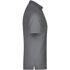A grey men's Pima polo shirt displayed from the side, featuring a classic collar and short sleeves.