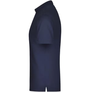A navy blue men's Pima polo shirt with a classic collar and short sleeves, featuring a logo on the chest.