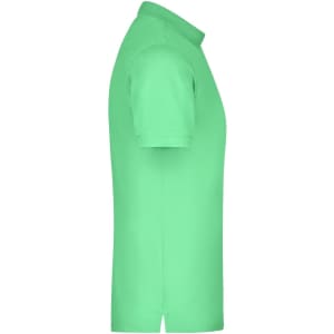 A men's elastic polo shirt in bright green, featuring a classic design and a logo on the chest.