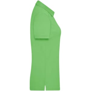 A green ladies' traditional polo shirt with a classic collar and short sleeves, featuring a logo on the chest.
