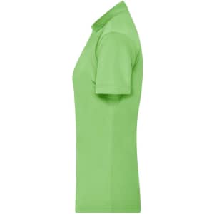 A ladies' active polo shirt in bright green, featuring short sleeves and a collar. It has a logo on the chest.