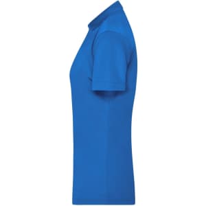 A blue ladies active polo shirt featuring a fitted design and short sleeves. It includes a logo on the front.