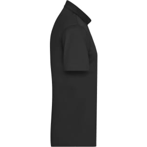 A black men's active polo shirt with a classic collar and short sleeves, featuring a logo.