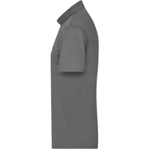 A grey men's active polo shirt featuring short sleeves and a modern fit, with a logo on the chest.