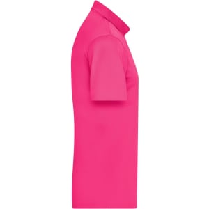 A pink men's active polo shirt with a classic collar and short sleeves. It features a logo on the side.
