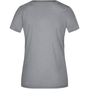 A grey Ladies Active-V T-shirt featuring a standard crew neck and short sleeves. It has a logo on the back.