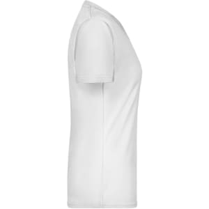 A white Ladies Active-V T-shirt with short sleeves and a fitted design, featuring a logo.