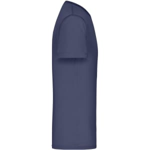 A navy blue men's active t-shirt with a crew neck and short sleeves, featuring a logo on the side.