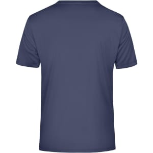 A navy blue men's T-shirt with a simple design and no visible graphics on the back. It features a logo.
