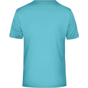 A light blue men's active t-shirt with a round neckline and short sleeves. Features a small logo on the back.