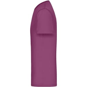A purple men's t-shirt with short sleeves and a simple design featuring a branding logo.