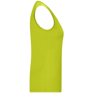 A vibrant yellow ladies active tank top with a sleeveless design and a fitted silhouette. Features a logo.