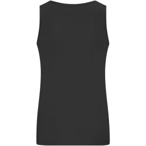 A black ladies active tank top with a simple design and a back view. It features a logo branding.