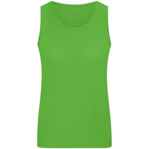 A vibrant green ladies active tank top featuring a classic sleeveless design and a simple logo.