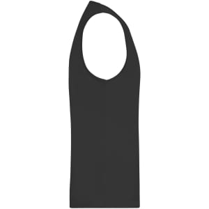 A men's active tank top in black, featuring a sleeveless design and a simple shape. Includes a logo.