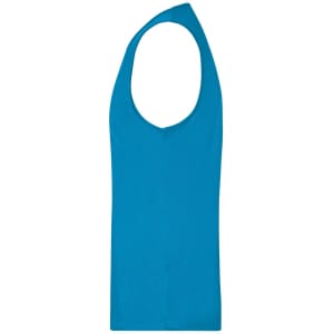 A men's active tank top in a bright blue colour, featuring a sleeveless design and a logo.