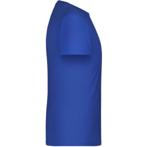A royal blue T-shirt with a short sleeve and crew neck design, featuring a logo on the front.